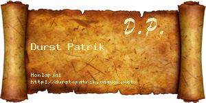 Durst Patrik névjegykártya